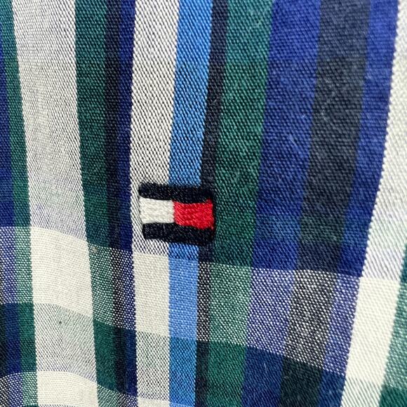 Tommy Hilfiger WOMEN'S XS Y2K Plaid Button Up Shirt blue gray western country - Picture 5 of 7